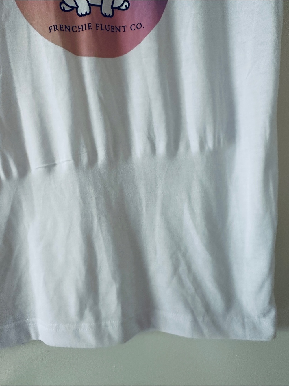Frenchie Tee Shirt- Women's Size Medium -White Graphic Tee with Frenchie Dog - Picture 3 of 6